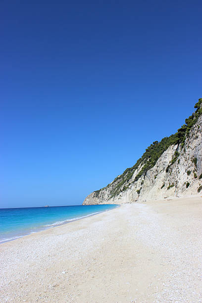 The big mountain wall at Egremni Beach- Lefkada Island (Greece) This is one of the most beautiful beaches in the whole world. It is located at the Lefkada Island (Levkas). egremni beach lefkada island greece stock pictures, royalty-free photos & images