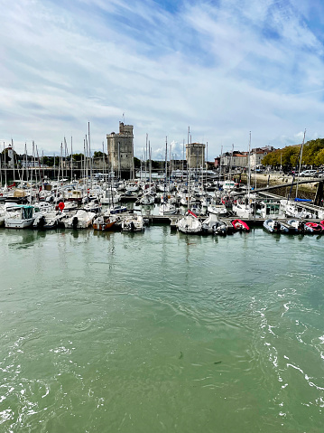 Boats in a harbour at La Rochelle, France. September 2022