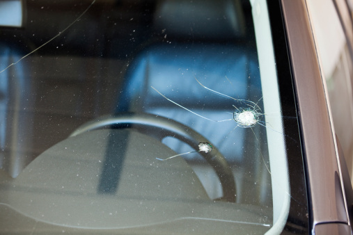 Huge rock chip in windshield.