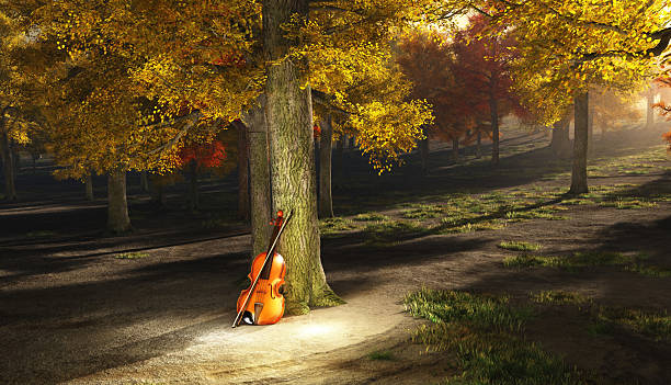 istock Violin in autumn park 186707584