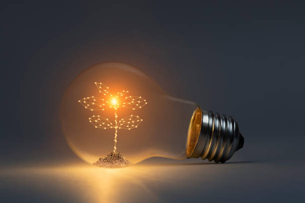 istock Classic light bulb with new life plant inside on dark background 1867079991
