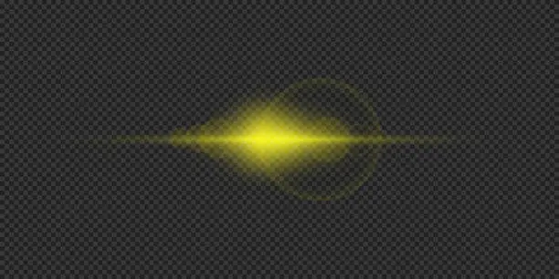 Vector illustration of Yellow horizontal light effect of lens flares