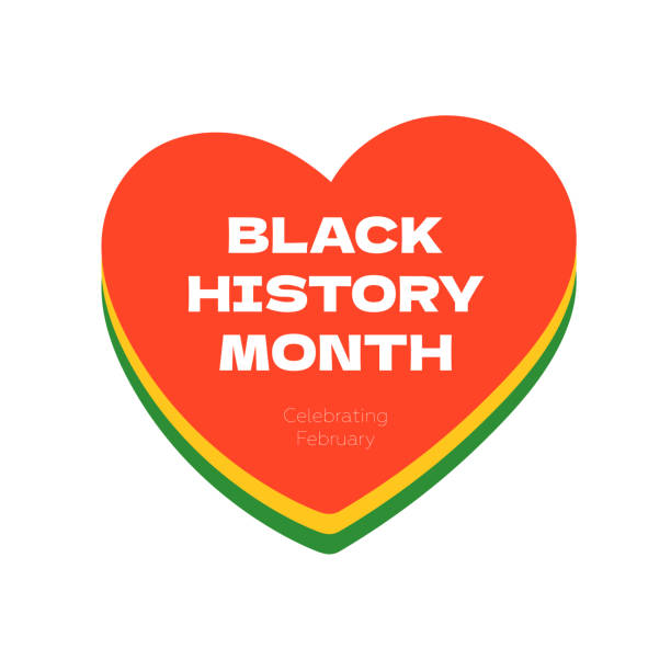 Black History Month graphic square banner. African American rights and culture celebrating. Isolated drawing heart in red yellow green flag colors. Africa and afro greeting card vector design Black History Month graphic square banner. African American rights and culture celebrating. Isolated drawing heart in red yellow green flag colors. Africa and afro greeting card vector eps design civil rights leader stock illustrations