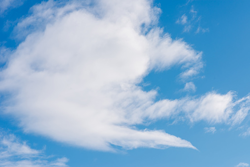 White clouds in blue sky.Winter cold clouds blue heaven background.