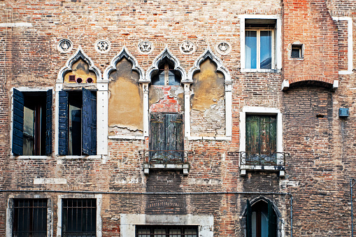 beautiful historical window in Venice. travel and tourism