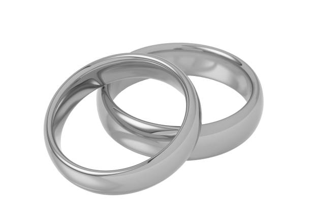 istock Two silver or white gold wedding rings 3D illustration 1867114804
