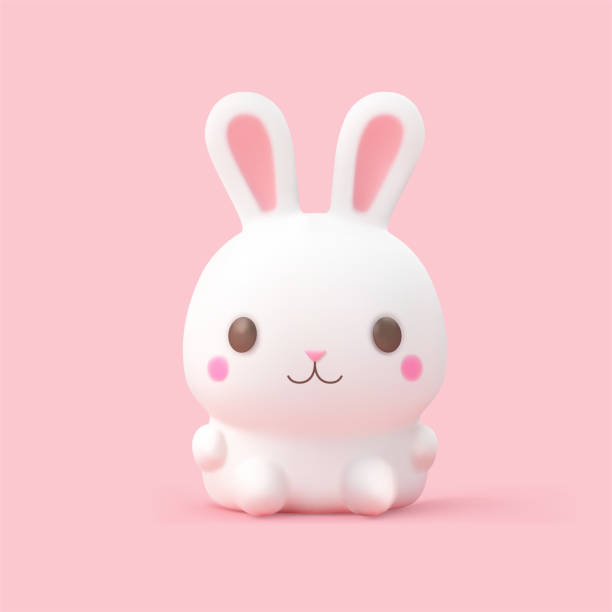 ilustraciones, imágenes clip art, dibujos animados e iconos de stock de adorable conejito femenino lindo personaje icono 3d ilustración vectorial realista - easter rabbit baby rabbit mascot