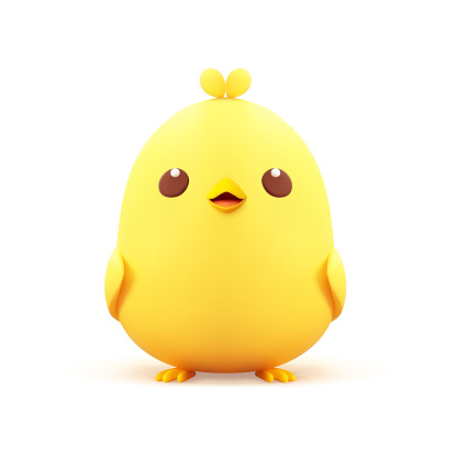 Cute yellow chick baby chicken boy Easter character 3d icon realistic vector illustration. Adorable funny poultry bird standing with paws wings and beak friendly positive farm animal isolated on white