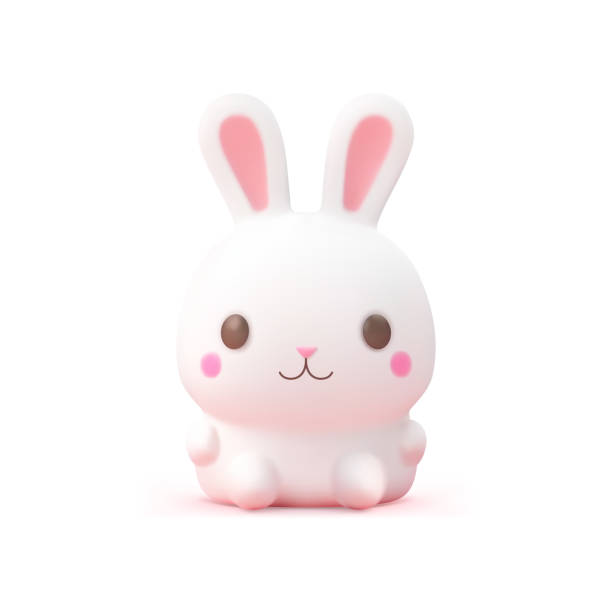ilustrações, clipart, desenhos animados e ícones de bonito bebê coelho criança pequena personagem figurine 3d ícone realista ilustração vetorial - easter rabbit baby rabbit mascot