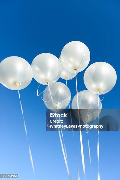 Photo libre de droit de Célébrationsept Blanc Ballons banque d'images et plus d'images libres de droit de Ballon de baudruche - Ballon de baudruche, Ballon gonflé à l'hélium, Blanc