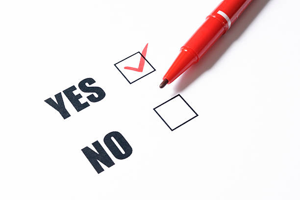 istock YES or NO check box with pen on white background 186714702