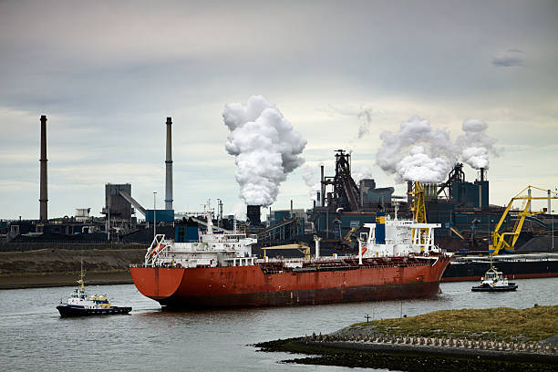 istock Cargo ship and heavy industry in Holland. 186714721
