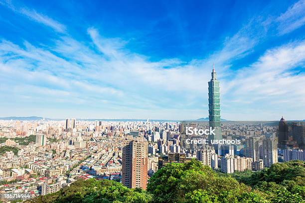 Downtown Taipei Taiwan Stock Photo - Download Image Now - Building Exterior, City, Horizontal
