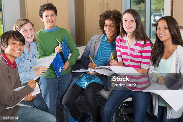 Students In Classroom Stock Photo - Download Image Now - Junior High, Student, 12-13 Years