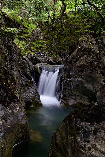 catarata de welsh - nant gwynant imagens e fotografias de stock