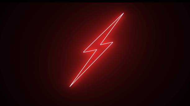 istock Glowing neon thunder bolt sign. red neon light icon isolated on black background. Elements of Minimal universal theme set. 1867151911