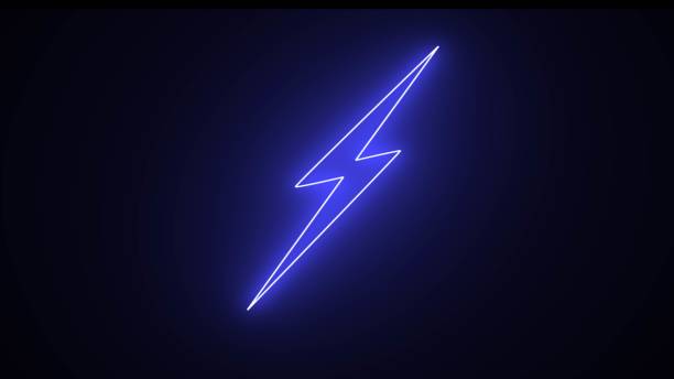 istock Glowing neon thunder bolt sign. blue neon light icon isolated on black background. Elements of Minimal universal theme set. energy neon icon. 1867151917