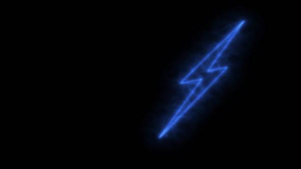 istock Glowing neon thunder bolt sign. blue neon light icon isolated on black background. Elements of Minimal universal theme set. energy neon icon. 1867151918