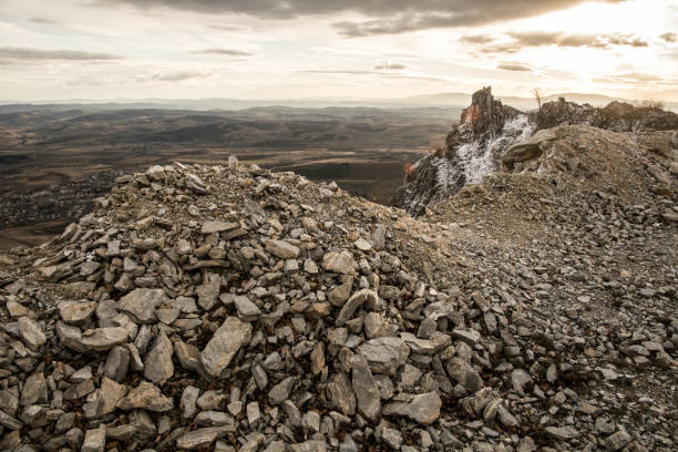 istock Beautiful view from the rocky mountain at sunset. Panorama. 1867152444