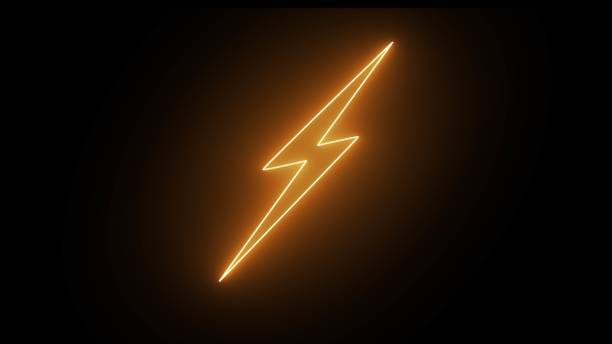 istock Glowing neon thunder bolt sign. orange color neon light icon isolated on black background. Elements of Minimal universal theme set. energy neon icon. Neon lightning bolt, glowing sign. 1867152455