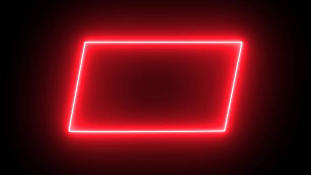 istock Rectangle photo frame with two tone neon color graphic on isolated black background. red light for overlay element. 3D illustration rendering wallpaper backdrop. 1867153017