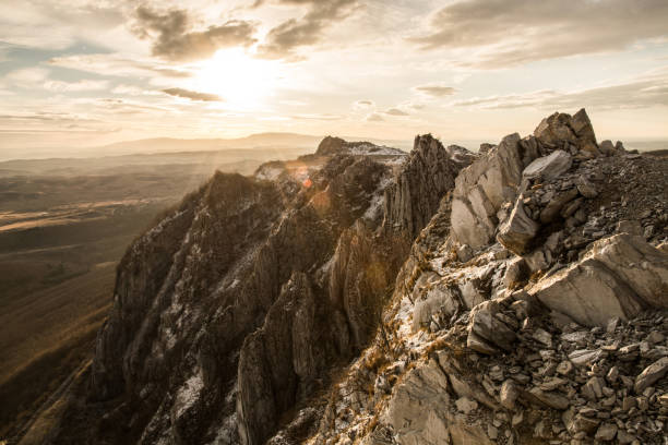 istock Beautiful view from the rocky mountain at sunset. Panorama. 1867155160