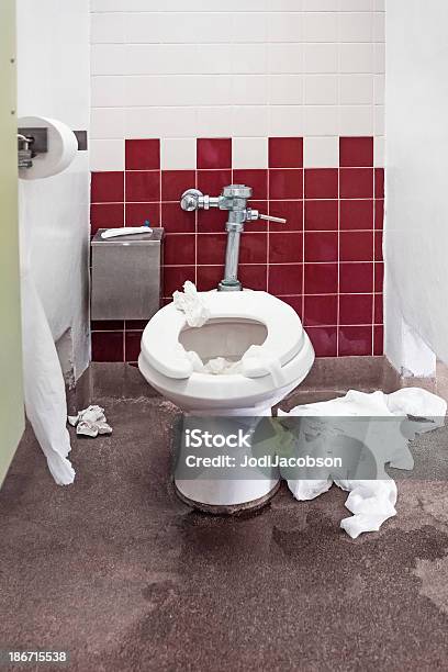 Public Restroom Needs Cleaning Stock Photo - Download Image Now - Clogged, Toilet, Public Restroom