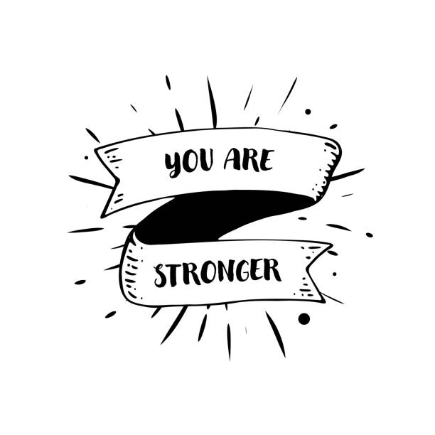istock A hand-drawn ribbon banner is incorporated into a sunburst illustration design, featuring the text You are Stronger. This illustration is vector-based and set on a white background. 1867167420