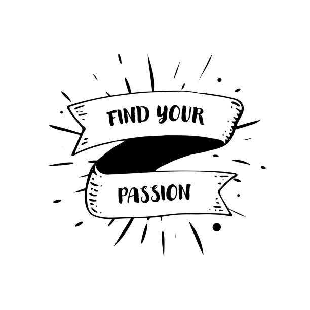 istock A hand-drawn ribbon banner is incorporated into a sunburst illustration design, featuring the text Find Your Passion. This illustration is vector-based and set on a white background. 1867181557