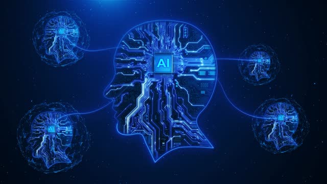 4K 3D Background of Futuristic big data Stream Cyberspace Brain Technology. Modern Science Innovation