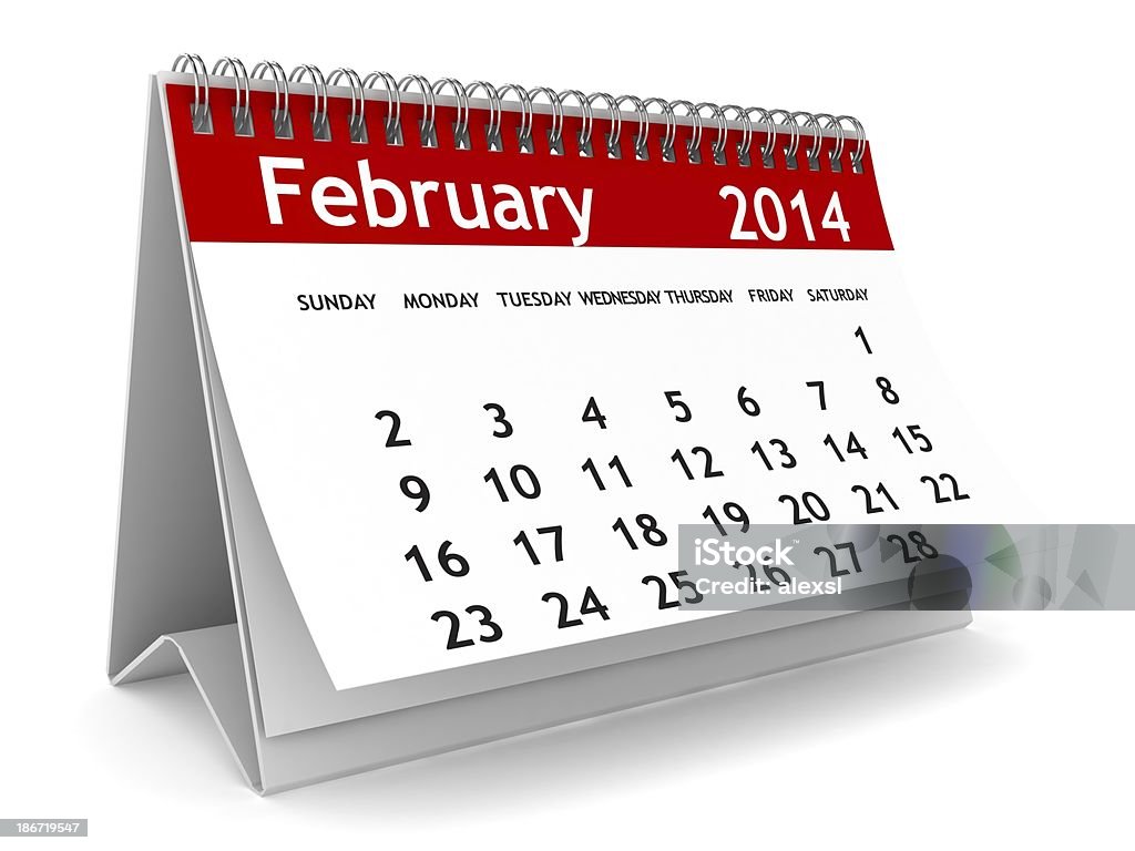 Février 2014-calendrier series - Photo de 2014 libre de droits
