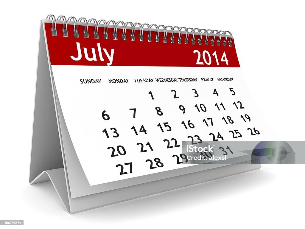Luglio 2014-Calendario serie - Foto stock royalty-free di 2014
