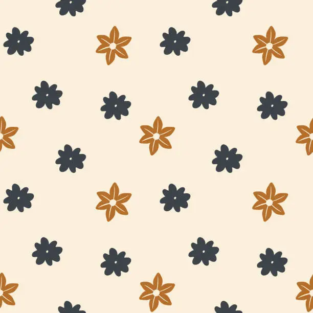Vector illustration of Floral pattern in boho style, minimalism. Pattern with wildflowers