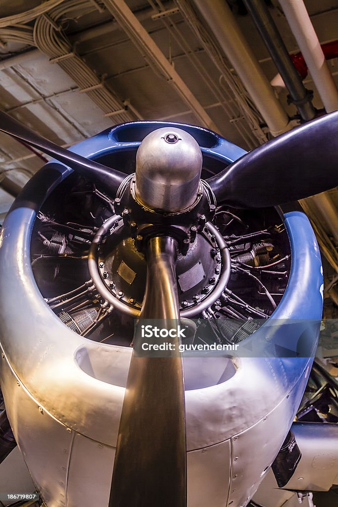 Engine of World War II Bomber Airplane Old propeller engine of airplane Air Intake Shaft Stock Photo