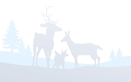 A Christmas deer silhouette snowscape winter snow landscape