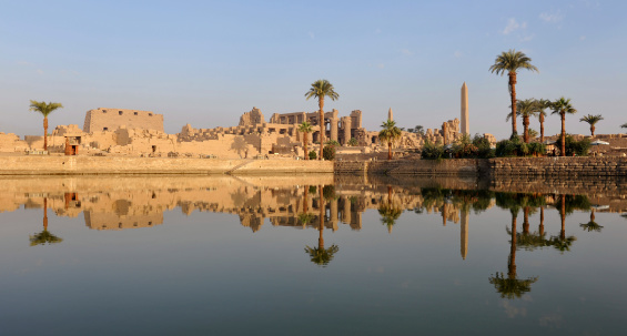 Karnak, Luxor, Egypt. The Sacred Lake at the Karnak Temple complex in Luxor.