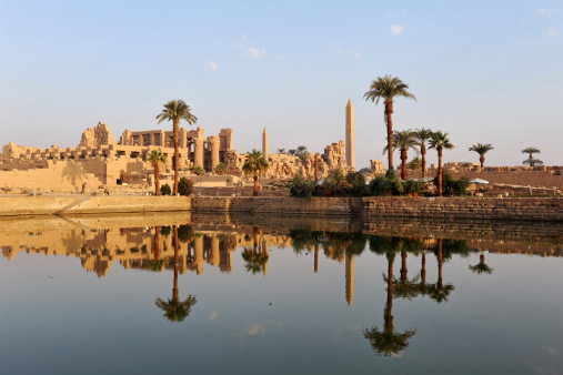 The Ancient (four thousand years old) Egyptian temple complex at Karnak - reflected at dawn