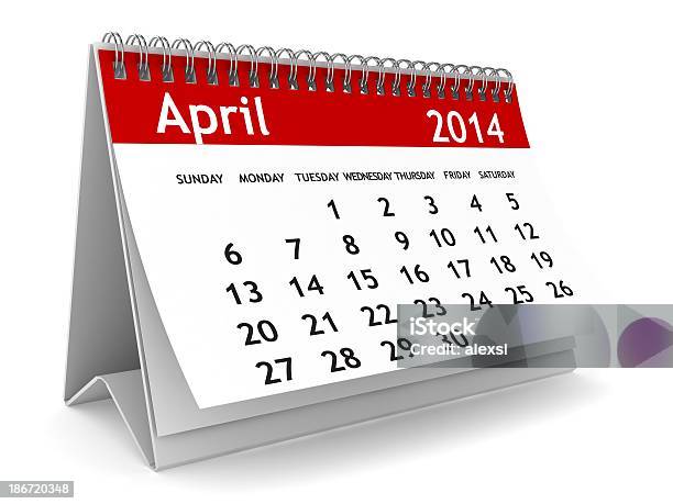 Kwiecień 2014kalendarz Serii - zdjęcia stockowe i więcej obrazów 2014 - 2014, Bez ludzi, Białe tło