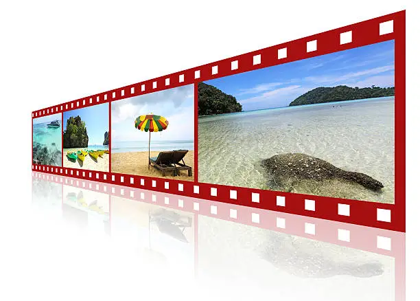 red 3D film strip with nice pictures of andaman scene
