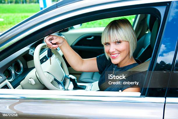 Woman Driver With Car Key Stock Photo - Download Image Now - Adult, Adults Only, Beautiful People
