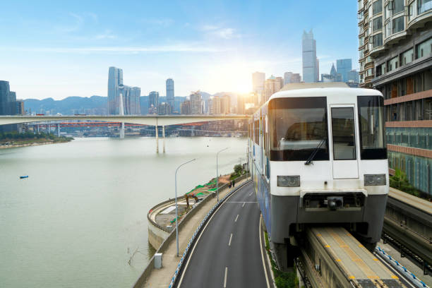 istock China Chongqing elevated light rail, modern city traffic perspective. 1867228397