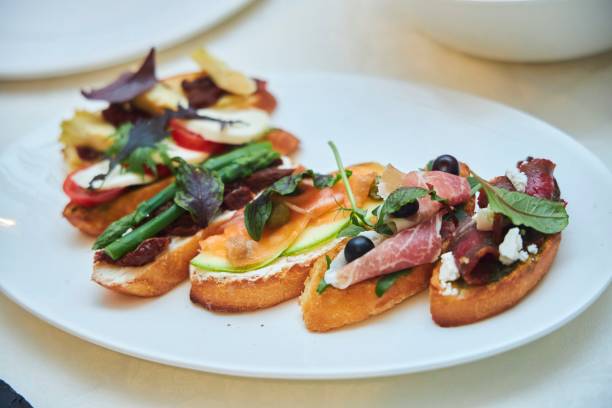istock Sandwiches with assorted fillings, meat, fish, vegetables. 1867231071
