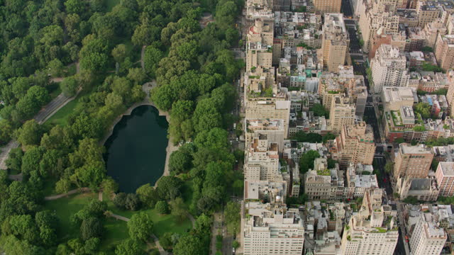 AERIAL Above the 5th Avenue and Central Park, Manhattan, NYC