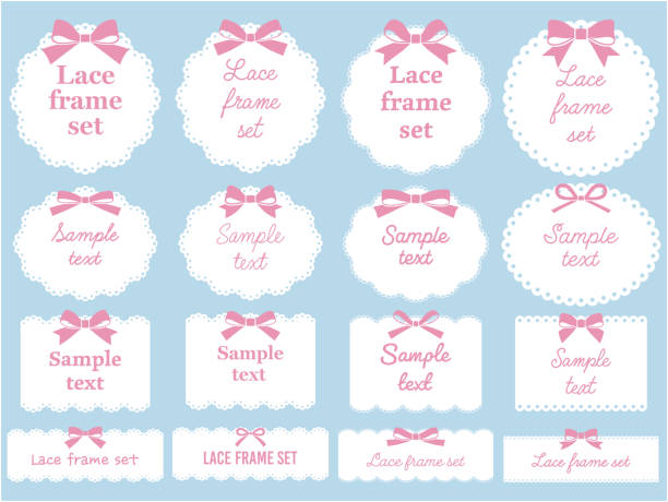 illustrations, cliparts, dessins animés et icônes de ensemble d’illustration vectorielle de cadres de style dentelle avec des rubans - dentelle
