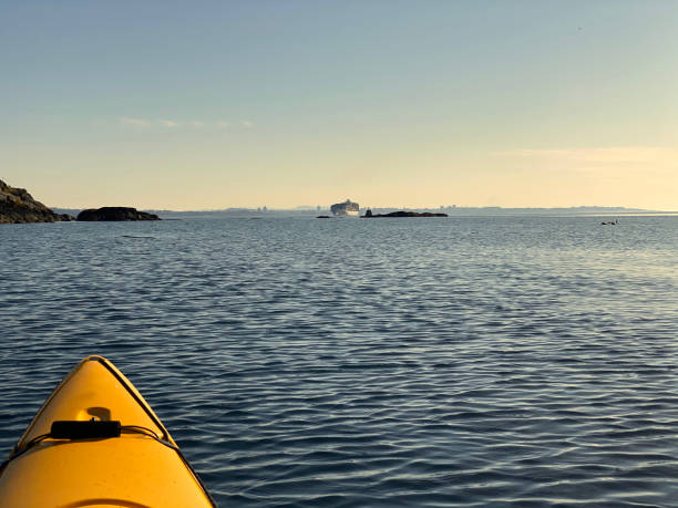istock Kayak, freighter, Victoria in the distance 1867236383