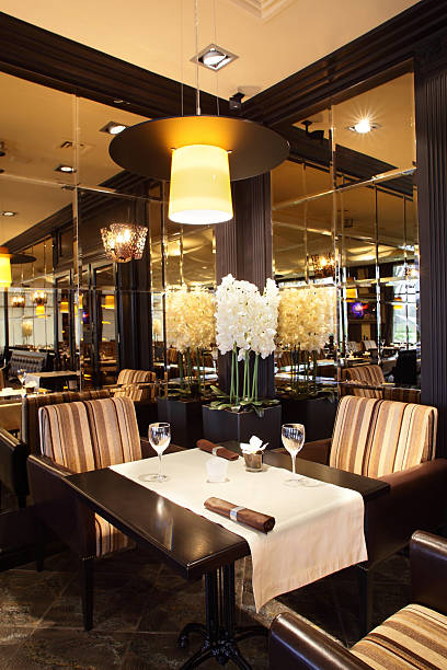 istock A European style luxury restaurant with dim lighting 186724777
