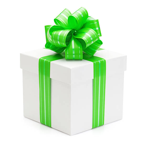istock Gift box with green ribbon and bow. 186724957