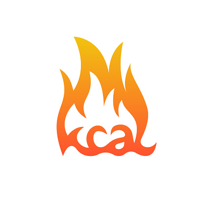 Kcal fire icon. Gradient color kilocalories sign. Calorie burn symbol. Diet symbol. kcal icon, fat burning. Emblem for food products. Vector illustration flat design.