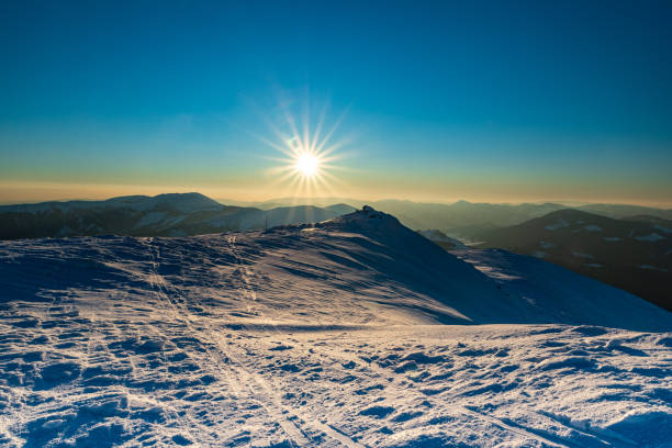 View from Durkova hill in winter NIzke Tatry mountains in Slovakia View from Durkova hill in winter NIzke Tatry mountains in Slovakia during sunset durkova stock pictures, royalty-free photos & images