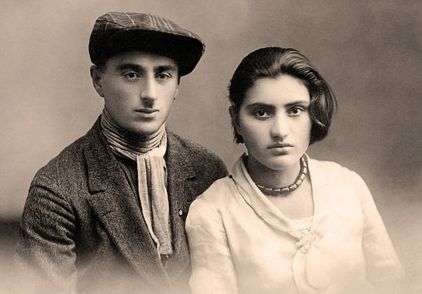 Old photo Antique family photo of long ago passed away relatives - circa 1921,Armenia. 19th century photos stock pictures, royalty-free photos & images